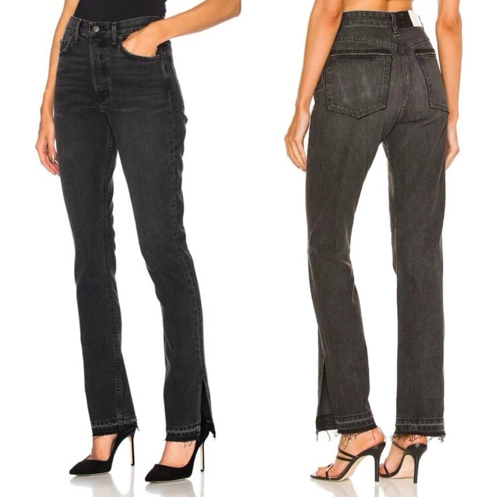 GRLFRND Womens Sz 26 Natalia High Rise Skinny Split Jean Hot Stuff Black